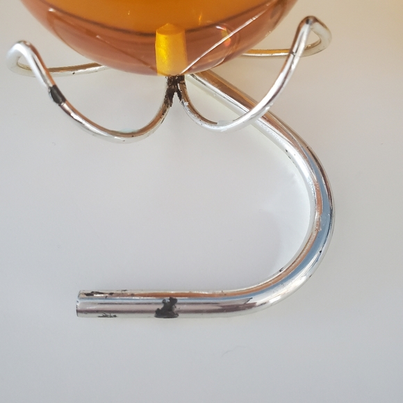 2 Vintage Lucite Round Ball Candle Stick Holders - Amber / Orange Colour - Picture 6 of 9